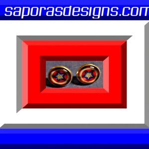 Captain America Theme Stud Earrings With Silver Tone Finish